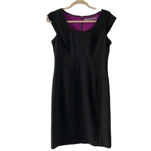 Marc New York by Andrew Marc Size 6 Black Sheath Dress with Cap Sleeves